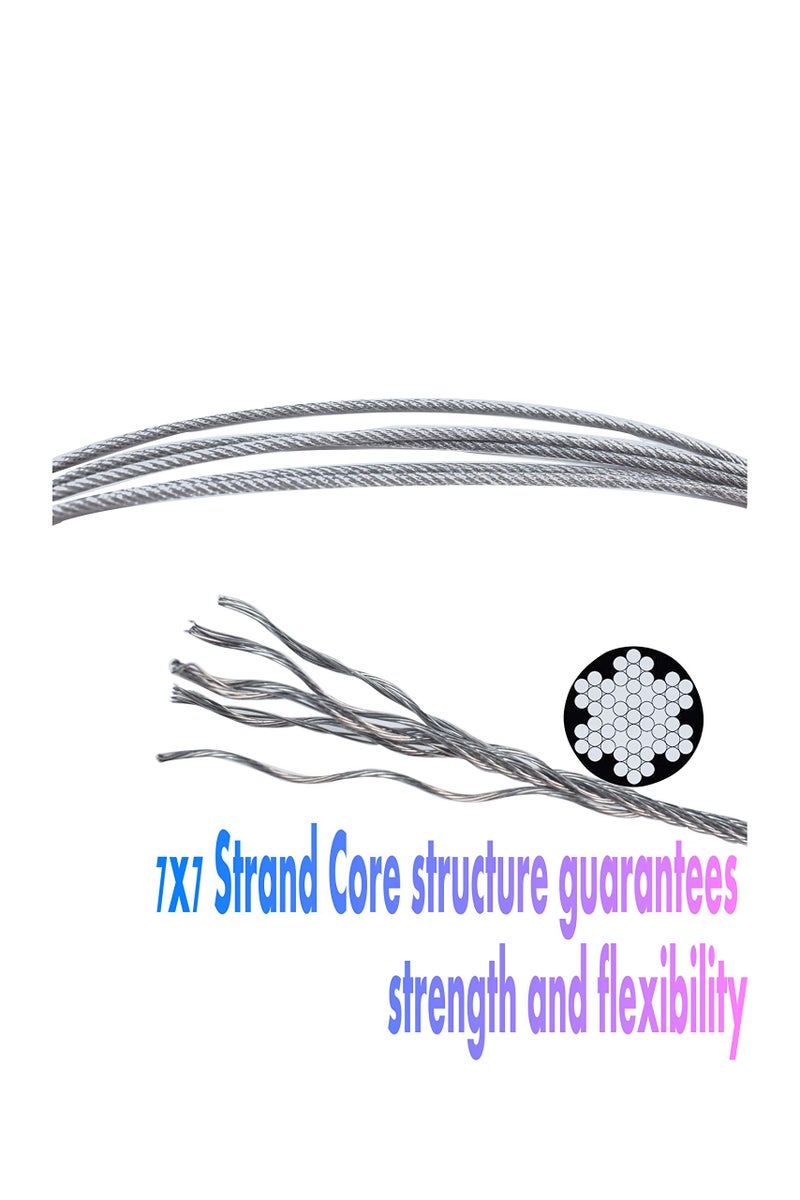 Yountiger 304 Stainless Steel Wire Cable Vinyl Coated, Outdoor Light Guide Wire, Suitable 1/16 Inch Overmolded to 3/32 Inch 200FT - Image 3